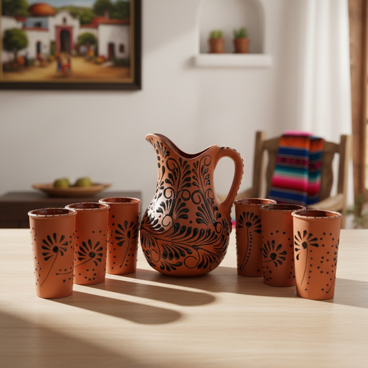 Jarron plumeado con vaso