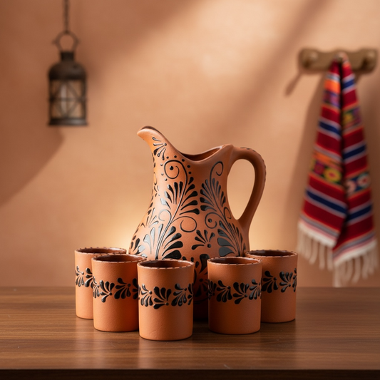 Jarron plumeado con Vasito