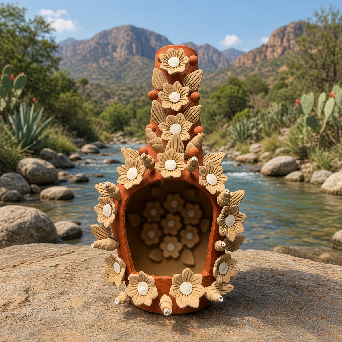 Candelero Floral de Barro