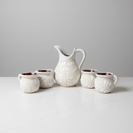 Mini Jarron Blanco plumeado