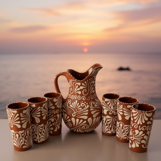 Jarron Talavera cafe/blanco